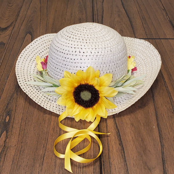 Sunflower Patterned Straw Floppy Sun Hat- Four Colors — DazzleBar