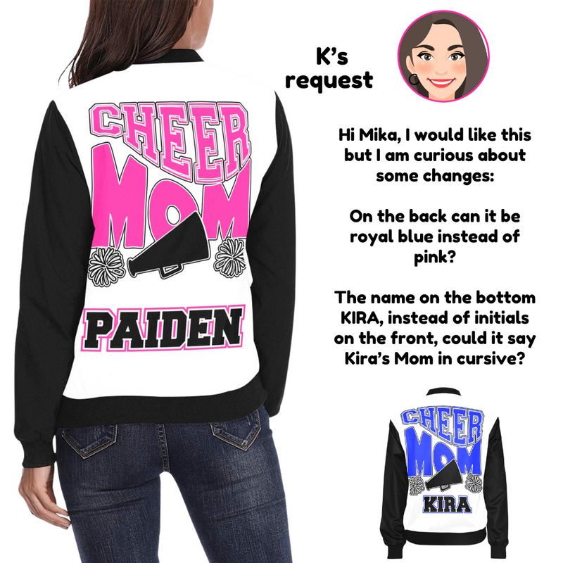 Custom Cheer Mom Bomber Jacket