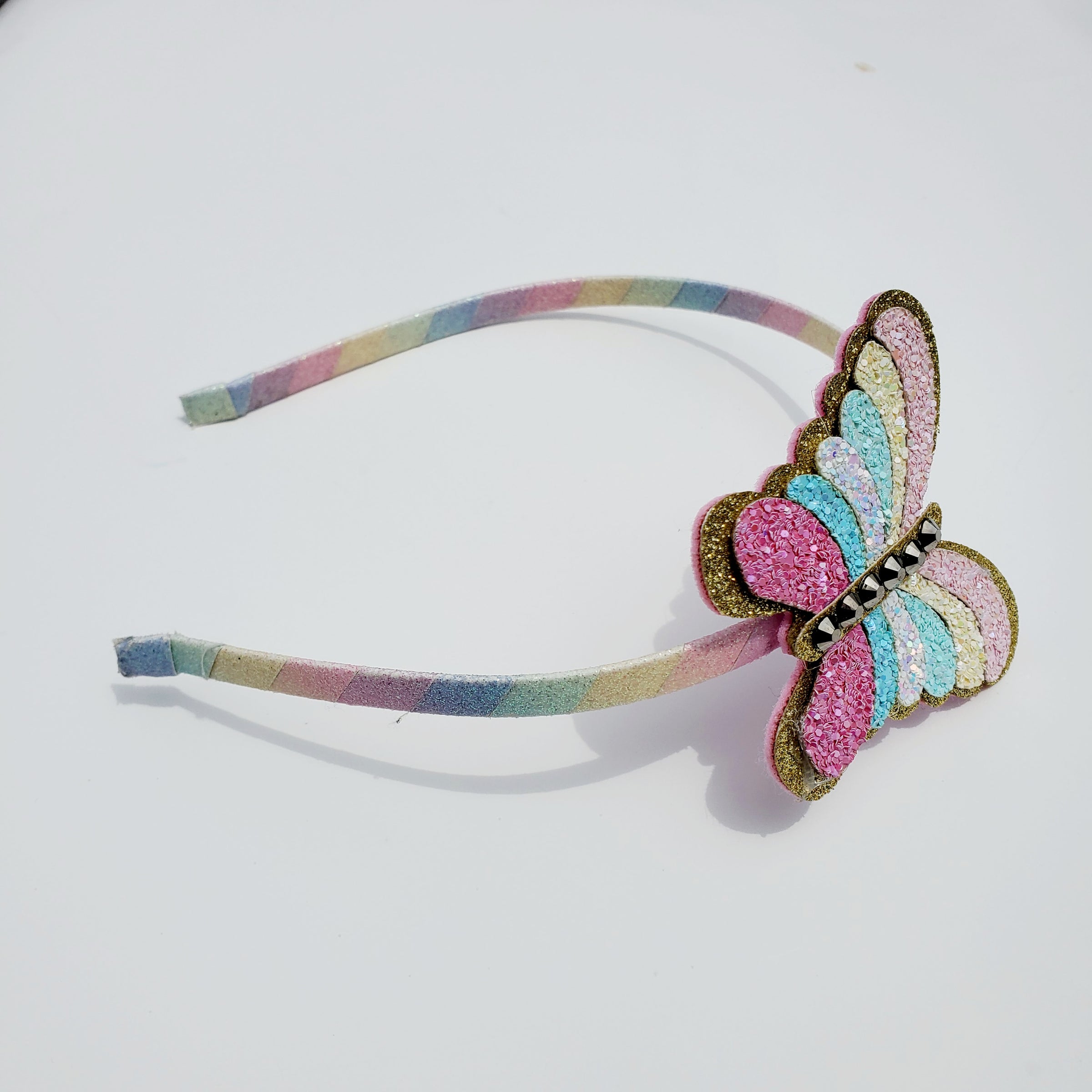 8Pcs 44*52mm Rainbow Paillette Padded Patches Glitter Butterfly