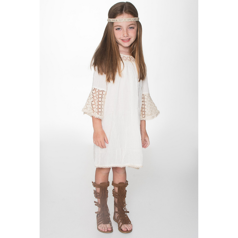 cream lace boho dress